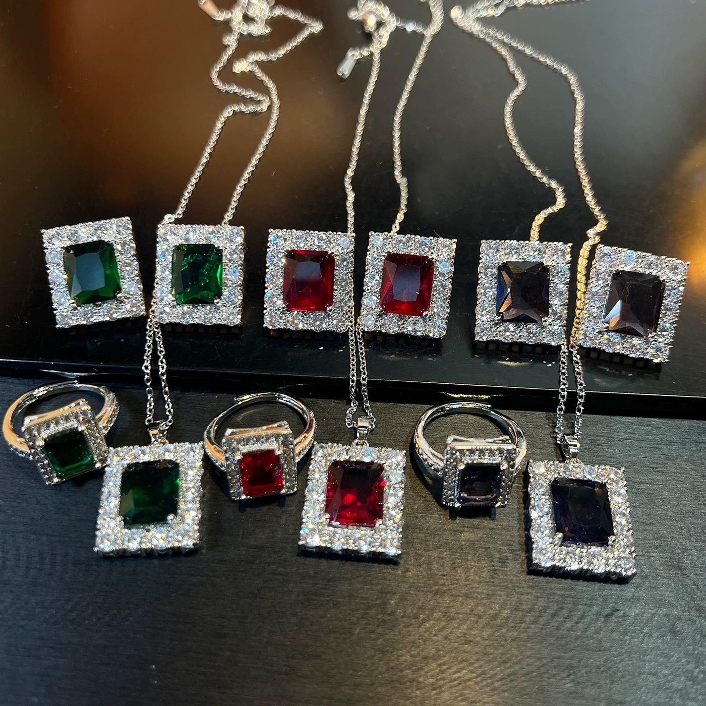 Crystal Cube Three-Piece Jewelry Set