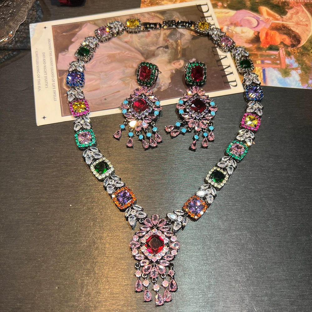 Multicolor Gemstone Statement Set