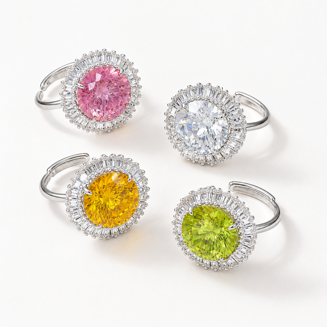 Prismatic Halo Ring